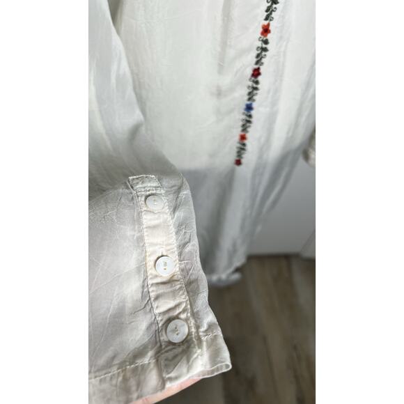 Johnny Was Medium Embroidered Ivory Pintuck Sheer Boho Festival Tunic Dress - Picture 7 of 12